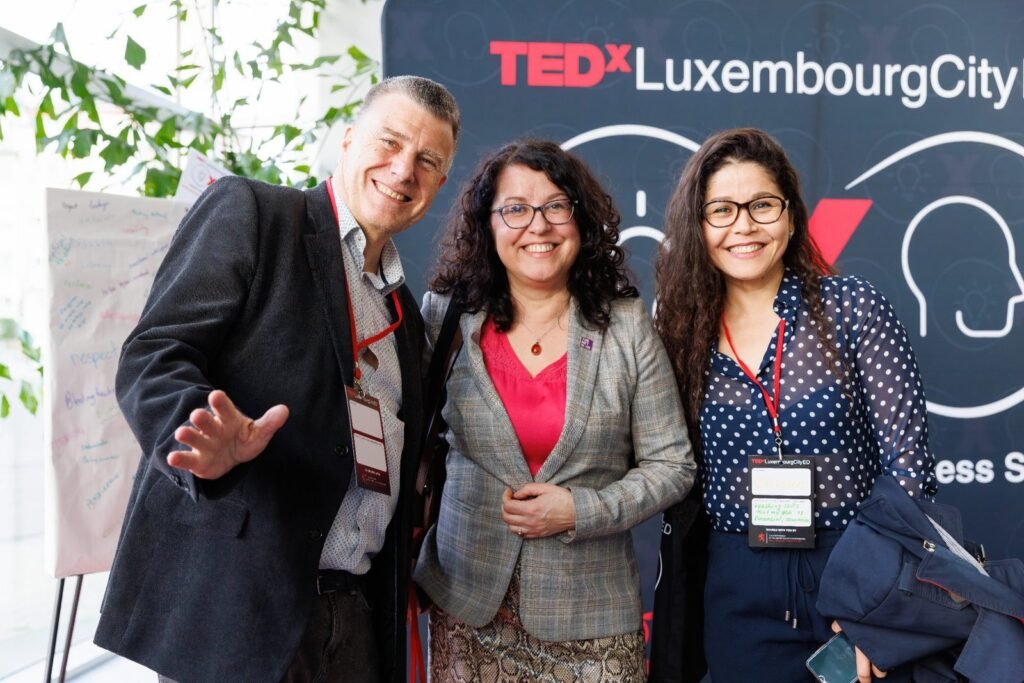 Guests at the TEDxLuxembourgCity photo wall